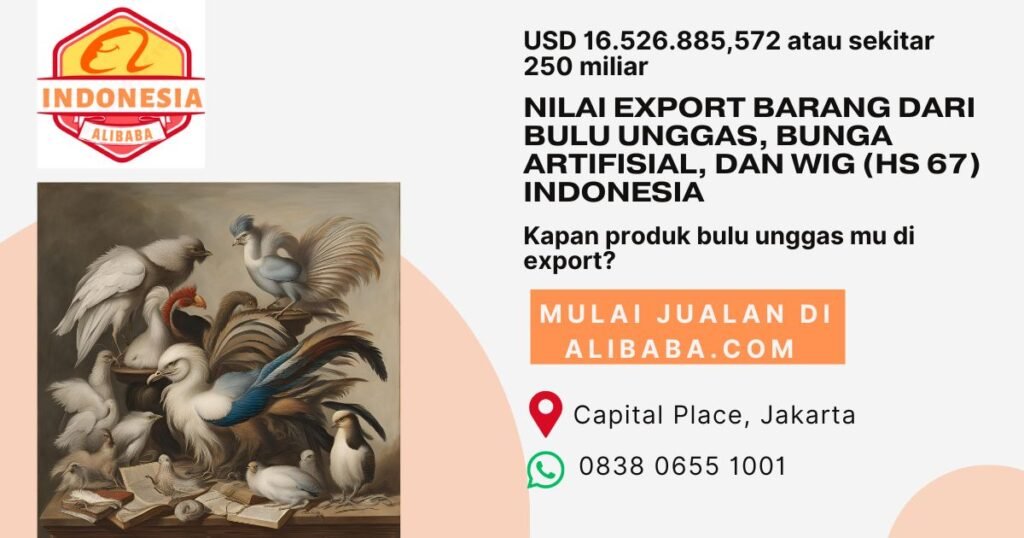 Barang dari bulu unggas, bunga artifisial, dan wig